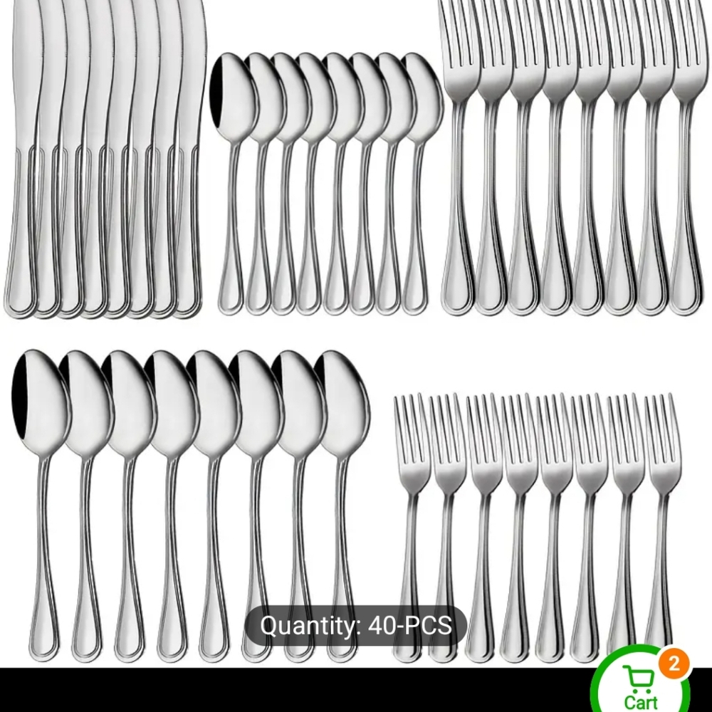 Elegant Silver Dining Flatware Set with Modern Design